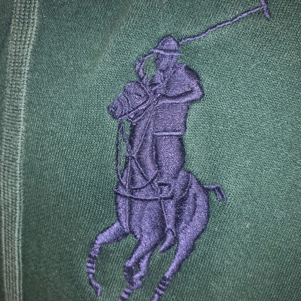 Vintage 90s Ralph Lauren Polo Hoodie zip up Men’s Green XL - Picture 6 of 9